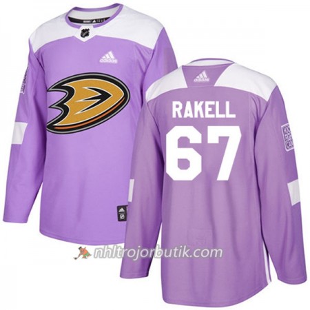 Män Ishockey Anaheim Ducks Tröja Rickard Rakell 67 Adidas 2017-2018 Lila Fights Cancer Practice Authentic